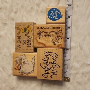 Set of 5 Wedding and Baby Stamps Bundle